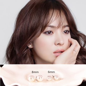 S925纯银耳环珍珠耳钉 韩国南洋贝珠耳针女银饰耳饰品简约防过敏