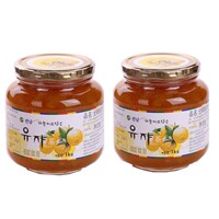 送勺 韩国原装进口柚子茶 韩国全南蜂蜜柚子茶1kg*2 瓶装