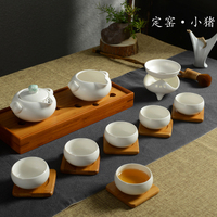 特价整套功夫茶具 茶壶茶杯过滤套装 白色陶瓷亚光定窑企鹅 礼盒