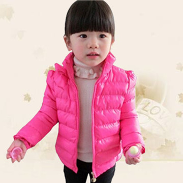 2015新款童装女童羽绒棉立领外套冬季潮韩版糖果色短款加厚棉衣袄