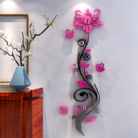 蔷薇花3D水晶立体墙贴亚克力玄关走廊卧室温馨田园创意背景墙贴纸