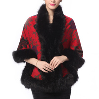 2015新款 大码毛衣外套 女 秋冬 蝙蝠针织开衫印花斗篷披肩妈妈装