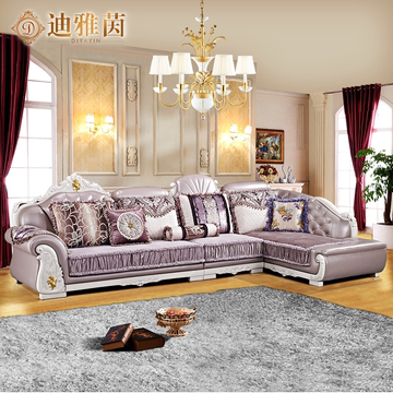 皮配布沙发 高档贵族沙发 淡紫色沙发 欧式沙发 时尚新款沙发