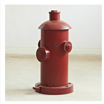 欧式复古LOF家具 脚踏式高档铁艺复古做旧个性红色消防栓垃圾桶