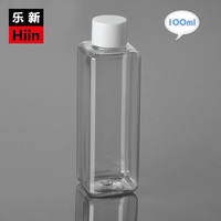 100ml透明方瓶配普通盖 洗发水瓶 乳液瓶 塑料分装瓶 小样瓶药水