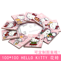 粉色hello kitty瓷砖小花砖 100凯蒂猫马赛克 粉红色KT卫生间墙砖