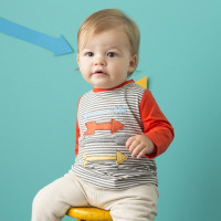 正品2014秋季新款男宝宝圆领贴布条纹长袖T恤衫婴儿纯棉打底上衣