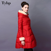天衣布品yrf2014年冬装新款潮韩版女士A字斗篷羽绒服中长款红色