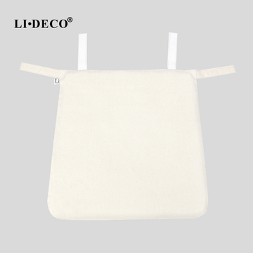 LiDeco基本款梯形餐椅垫座垫坐垫 全棉绑带米色简约款 可拆洗