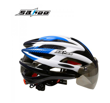 SAHOO鲨虎自行车骑行一体成型头盔带磁铁风镜盔公路车头盔新品