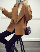 2015年冬季新款女装呢子大衣外套韩版纯色中长款羊毛加厚大衣女潮