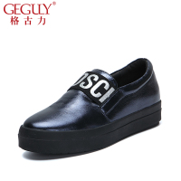 格古力女鞋2015秋季欧美风格青年牛皮高跟圆头套脚板鞋GGL3602D