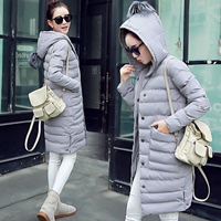 2015冬装新款女装韩版中长款棉衣时尚修身显瘦连帽羽绒棉服外套潮