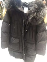 韩国东大门女装代购 2015爆款帽领连帽纯色多兜中长款休闲羽绒服