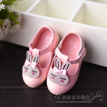 2016年春季新款童鞋批发婴幼儿女童宝宝单鞋可爱小兔子水钻单鞋