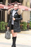 2015韩版秋冬棉衣女貉子毛pu皮时尚修身中长款加厚皮草棉服外套潮