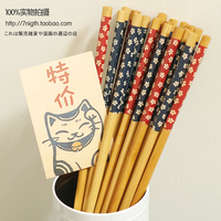 包邮 和风 日式 情侣 夫妻箸 樱花 天然竹制 筷子 餐具 10/5双装