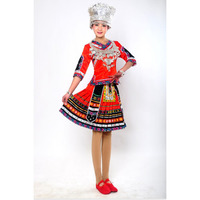 2015新款少数民族舞蹈服夏季女成人藏族演出服民族舞台表演服苗族