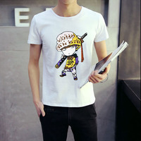 少年短袖t恤男12-15岁日系修身宽松圆领纯棉卡通动漫体恤清新学生