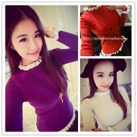 2015秋冬新款韩版修身显瘦高领打底衫气质套头甜美针织衫女长袖