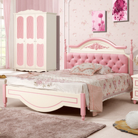 韩式田园床 粉红色公主床 1.8米双人床1.5米实木床 高箱婚床特价