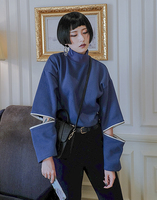 moya susu 2016独立设计款 一抹灰蓝 落肩 宽松卫衣