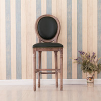复古实木酒吧椅子靠背椅创意吧台椅高脚吧凳简约欧式新古典凳子
