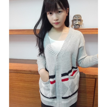 2015韩版秋装实拍开始针织衫薄款长袖毛衣外套宽松女上衣