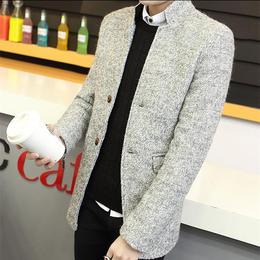 2015冬季男士风衣韩版修身羊毛呢子外套男中长款青年男装毛呢大衣