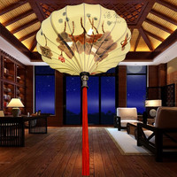 现代中式手绘吊灯新古典简约灯笼卧室阳台客厅吊灯餐厅饭店圆吊灯