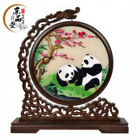 中国风特色手工艺品出国外事礼品送老外的礼物苏绣刺绣熊猫摆件