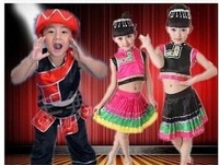 儿童演出服装女童民族舞蹈服 幼儿少数民族服装云南苗族彝族服饰
