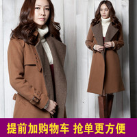 韩国代购2015秋冬新款韩版气质小香风羊绒大衣中长款毛呢外套女装