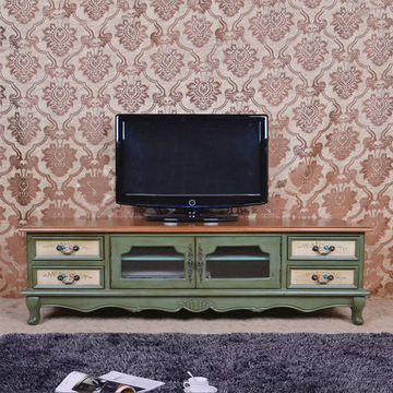 美高家具 欧式复古彩绘电视柜 2米电视柜 1.8视听柜 1.6米地柜