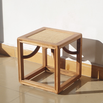 新中式老榆木茶凳矮凳现代简约实木沙发凳禅意家具休闲凳餐桌凳