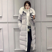 2015冬季新款韩国中长款棉衣加厚大毛领连帽棉服女修身显瘦防寒服