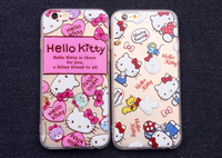 Hello Kitty KT猫蚕丝纹手机壳iPhone6/6s/plus个性卡通壳 包邮