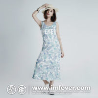 台湾正品代购 熱血FEVER FLOWER 長裙 印花花布熱帶花卉扶桑 女款