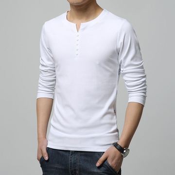 2015新款男士体恤 春装男 韩版修身长袖T恤 纯棉汗衫 男式打底衫