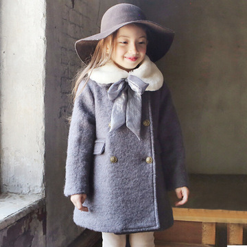 2016pinkideal女童冬款外套 韩国童装毛领风衣新款儿童外套