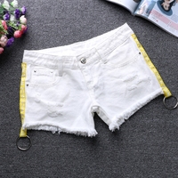 白色牛仔短裤女夏季宽松新款破洞低腰超短裤韩版学生显瘦薄款热裤
