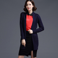2015秋冬新款韩版女装中长款开衫毛衣针织衫 修身淑女毛衣外套