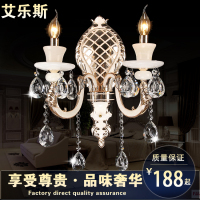 现代奢华玉石壁灯客厅水晶壁灯欧式卧室床头灯单头过道蜡烛壁灯具
