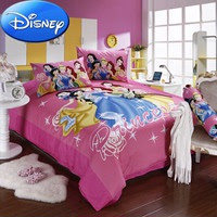 迪士尼 床上用品家纺四件套 公主 纯棉被套 男女孩床单床笠三件套