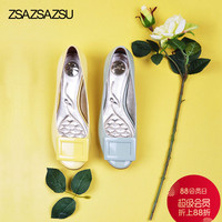 zsazsazsu女鞋2017秋季新款漆皮圆头低跟浅口休闲单鞋ZA87105-14