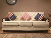 美式沙发美式乡村田园风格地中海布艺皮客厅沙发 三人位沙发组合