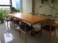 艺难忘loft实木电脑办公桌椅组合台式复古做旧美式铁艺餐桌会议桌