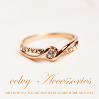 爆新品款韩国版欧美 时尚大气缠绕满玫瑰金钻石水晶戒指环 女礼物