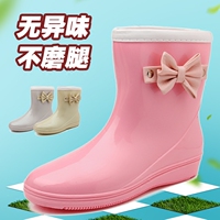 韩国女士中筒雨鞋防滑平跟平底水鞋防水雨靴春夏甜美学生成人水靴