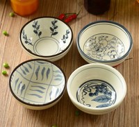 日式碗陶瓷餐具和风创意个性手绘小碗 米饭碗4.5寸家用吃饭碗套装